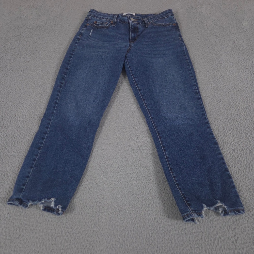 Denizen Levi's Jeans Womens 8 W29 Blue Boyfriend Straight Leg Distressed Hem Raw